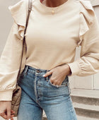 Ruffled Round Neck Long Sleeve Blouse