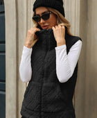 Fuzzy Plaid Texture Zip Up Vest Coat