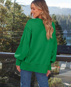 Slit Round Neck Long Sleeve Sweatshirt