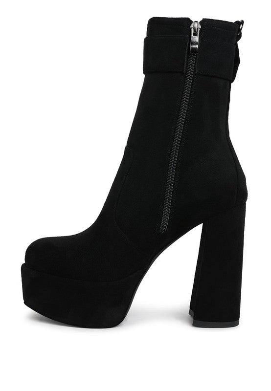 Wanderer Flared Block Heel Mid-Calf Boots - Body By J'ne