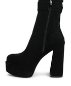 Wanderer Flared Block Heel Mid-Calf Boots