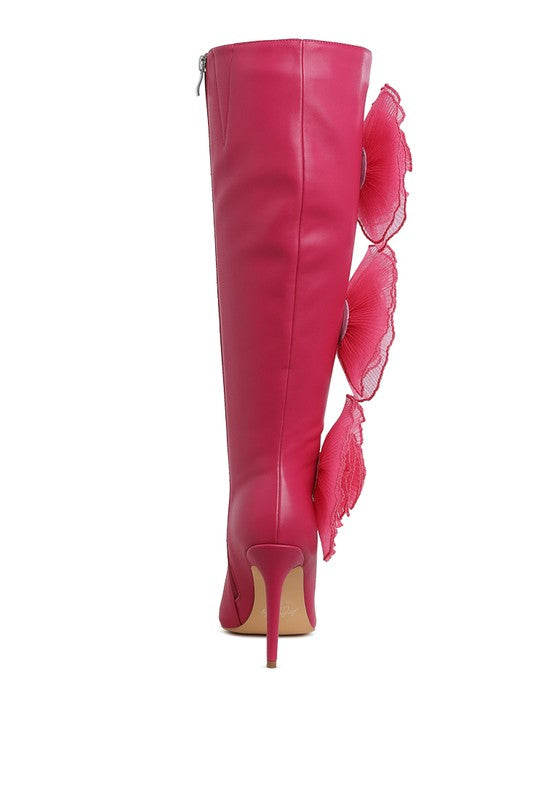 Chinkara Sheer Big Rose Detail Long Boots - Body By J'ne