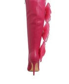 Chinkara Sheer Big Rose Detail Long Boots