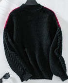 Contrast Round Neck Long Sleeve Sweater