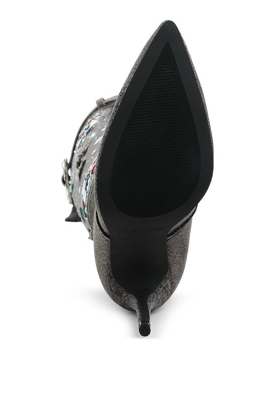 Cornik Multi Color Stones Denim Boots - Body By J'ne