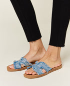 Raw Trim Denim H-Band Flat Sandals - Body By J'ne