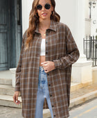 Plaid Button Up Dropped Shoulder Shirt