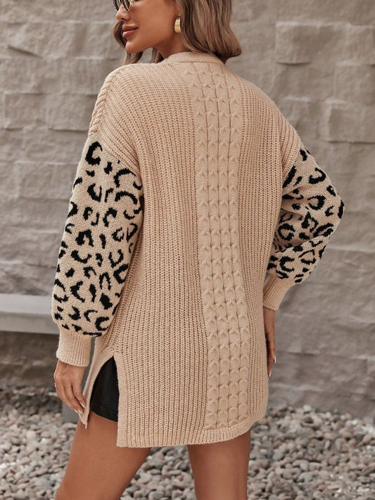 Pocketed Leopard Open Front Cardigan - Body By J'ne