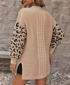 Pocketed Leopard Open Front Cardigan