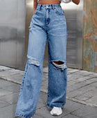 Distressed Wide Leg Jeans with Pockets