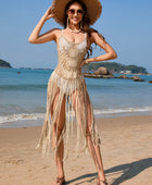 Fringe Openwork Spaghetti Strap Cover-Up - Body By J'ne