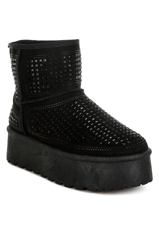 Xoras Chunky Rhinestones Ankle Boots - Body By J'ne