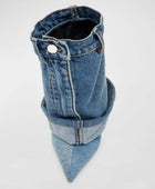 Pointed-toe Washed Denim Pantskirt Stiletto Ankle Boots - Body By J'ne
