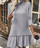 Frill Turtleneck Long Sleeve Dress