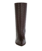 Mentha Woven Faux Leather Boots