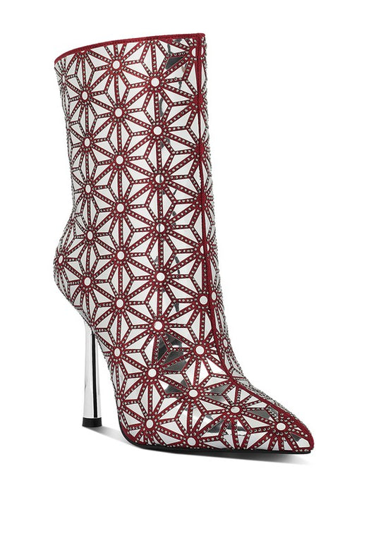 Precious Mirror Embellished High Ankle Boots - Body By J'ne
