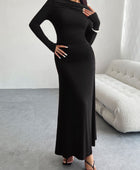 Devine Ruched Long Sleeve Maxi Dress