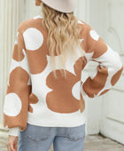 Flower Round Neck Dropped Shoulder Sweater