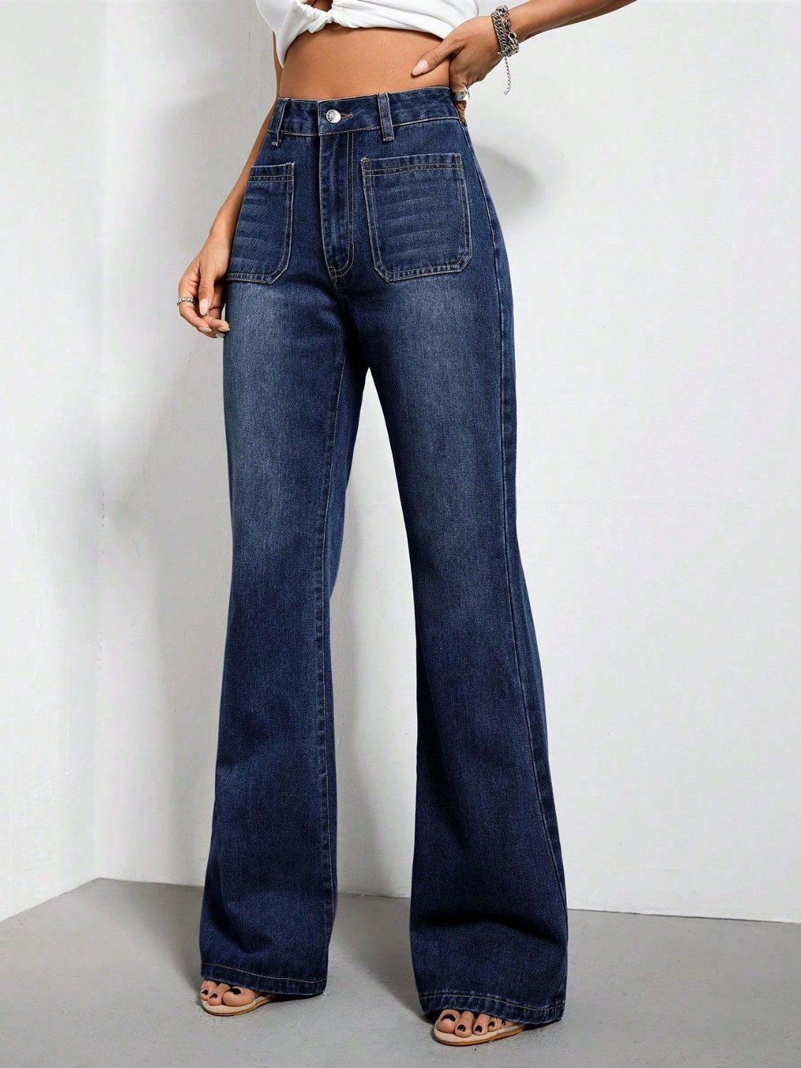 High Waist Bootcut Jeans with Pockets - Body By J'ne