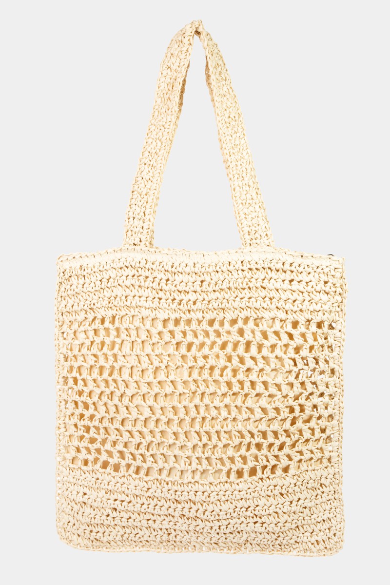 Fame Straw-Paper Crochet Tote Bag - Body By J'ne