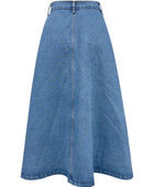 Buttoned Midi Denim Skirt with Pockets