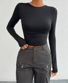 Devine Backless Round Neck Long Sleeve T-Shirt