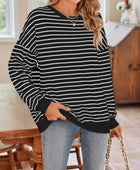 Lovelet Striped Round Neck Long Sleeve Sweatshirt