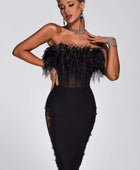 Feather Top and Mesh Lace Bandage Dress - Body By J'ne