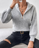 Honey Half Zip Dropped Shoulder Sweater