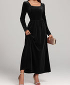 Velvet Square Neck Long Sleeve Dress