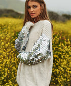 Sequin Sleeve Sweater Knit Tunic Top