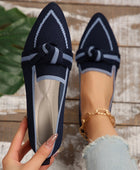 Bow Contrast Trim Point Toe Loafers - Body By J'ne