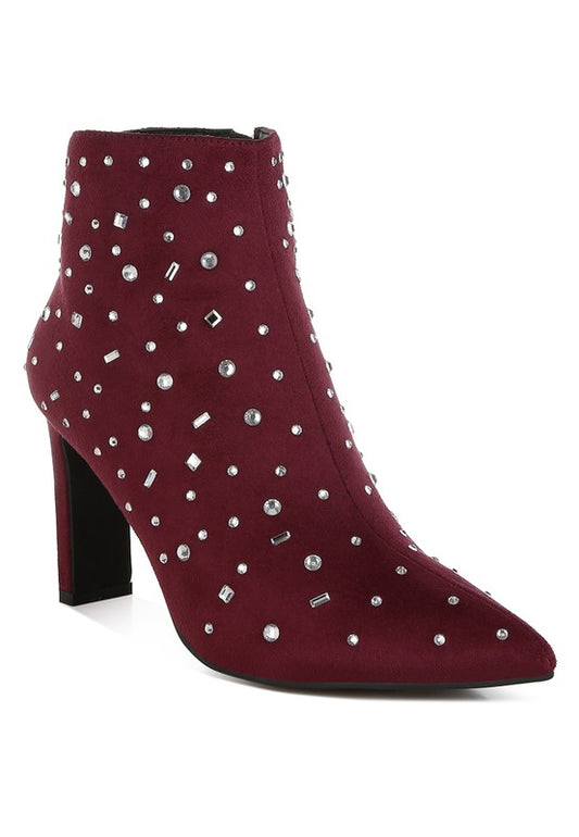Sakura Diamante Embellished Microfiber Boots - Body By J'ne