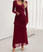 Devine Ruffled Surplice Long Sleeve Maxi Dress