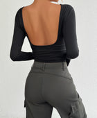 Devine Backless Round Neck Long Sleeve T-Shirt