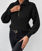 Honey Half Zip Dropped Shoulder Sweater