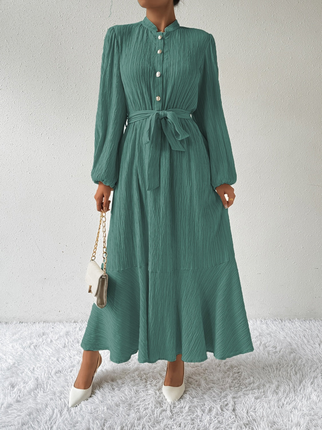 Tie Waist Long Sleeve Dress - Body By J'ne
