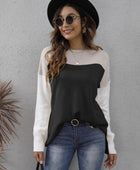 Color Block Round Neck Sweater