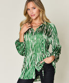 Full Size Printed Button Up Long Sleeve Shirt - Body By J'ne