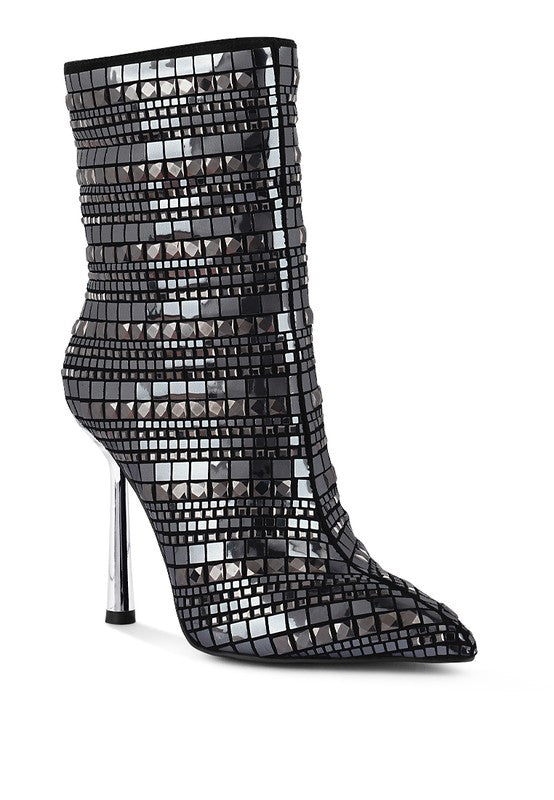 Extravagance Mirror Embellished Stiletto Boots - Body By J'ne