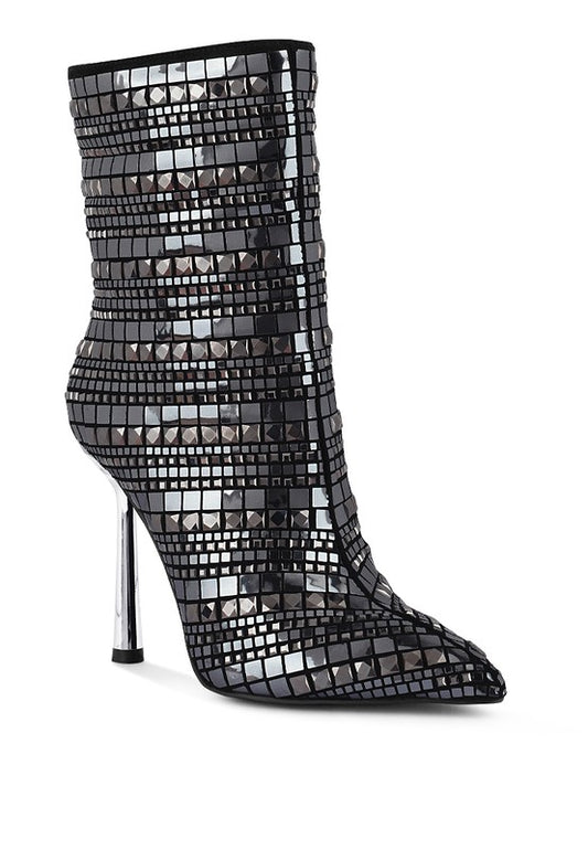 Extravagance Mirror Embellished Stiletto Boots - Body By J'ne
