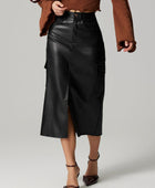 Slit Midi Skirt with Pockets