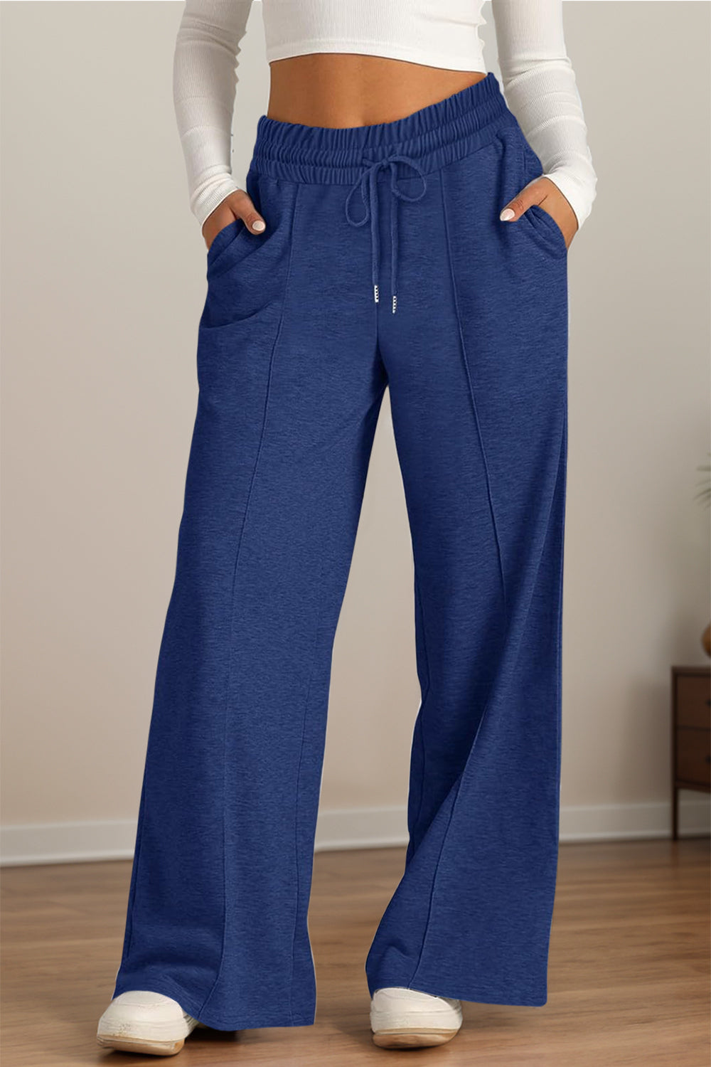 Drawstring Elastic Waist Wide Leg Pants - Body By J'ne