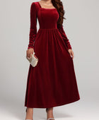 Velvet Square Neck Long Sleeve Dress