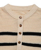 Perfee Striped Half Button Long Sleeve Sweater