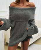 Devine Off-Shoulder Extra-Long Sleeve Sweater