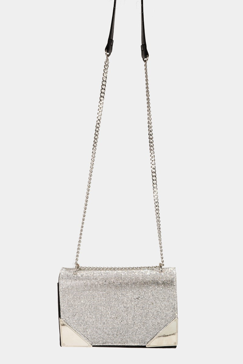 Fame Rhinestone Studded Rectangle Crossbody Bag - Body By J'ne