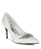 Rhodolia Diamante Brooch Detail Satin Pumps