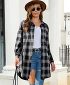 Plaid Button Up Dropped Shoulder Shirt