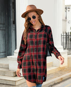 Plaid Button Up Dropped Shoulder Shirt